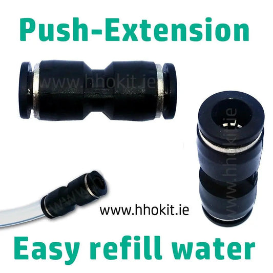 Extension fitting Push-N-Go for cap easy to refill water HHO Kit