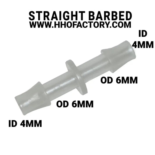 Straight fitting barbered OD 6 mm x ID 4mm clear HHO Factory, Ltd