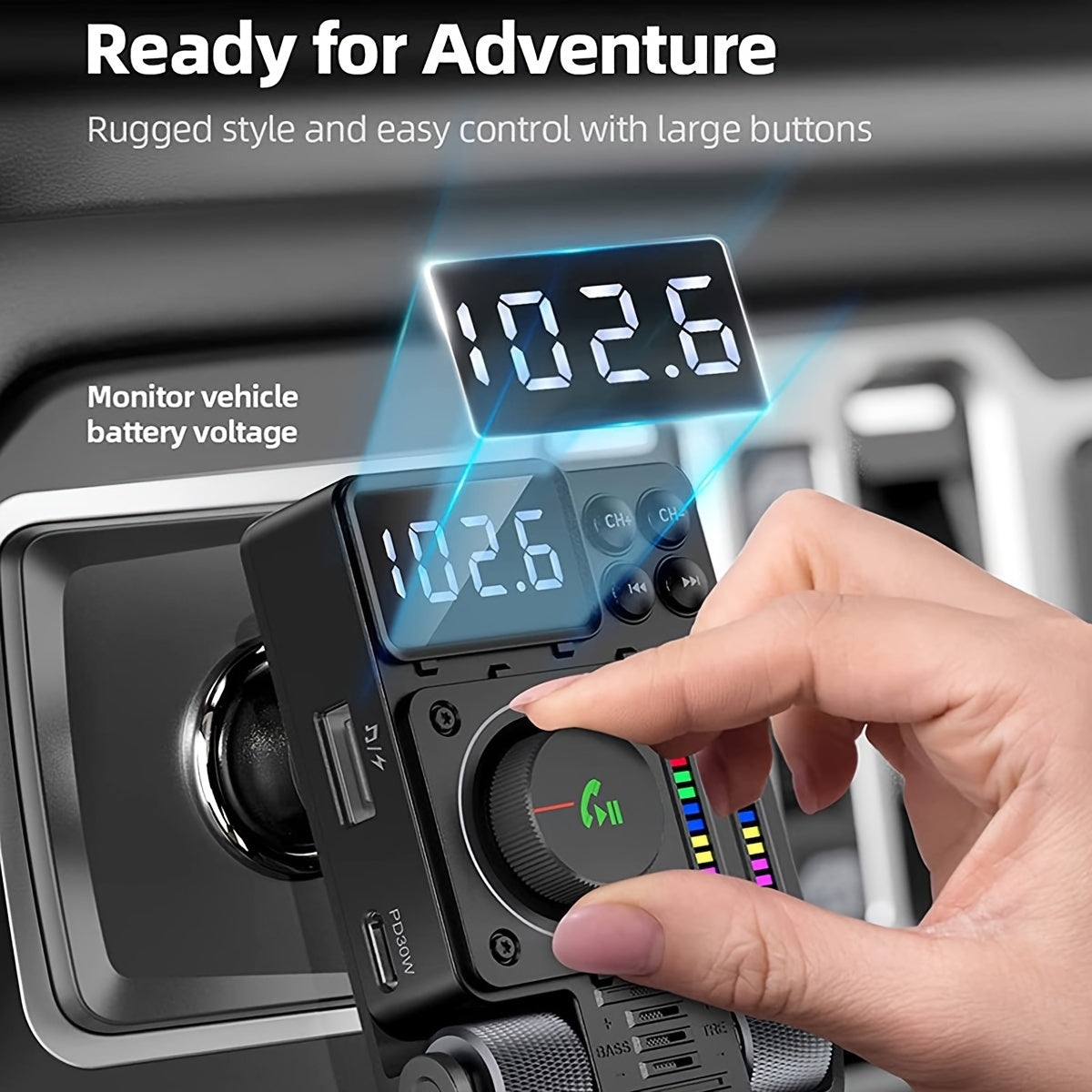 Upgrade Your Car Audio System With JaJaBor's FM Transmitter - Treble & Bass Adjustable, 30W Fast Charging, & Hands-Free Wireless Kit!