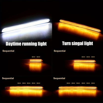 2pcs 12V LED DRL Strips Daytime Running Light For Car Headlights Flowing Turn Signal Yellow LED Driving Day Lights
