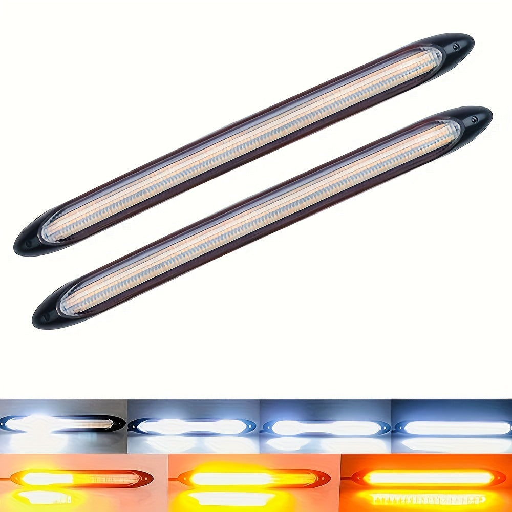 2pcs 12V LED DRL Strips Daytime Running Light For Car Headlights Flowing Turn Signal Yellow LED Driving Day Lights