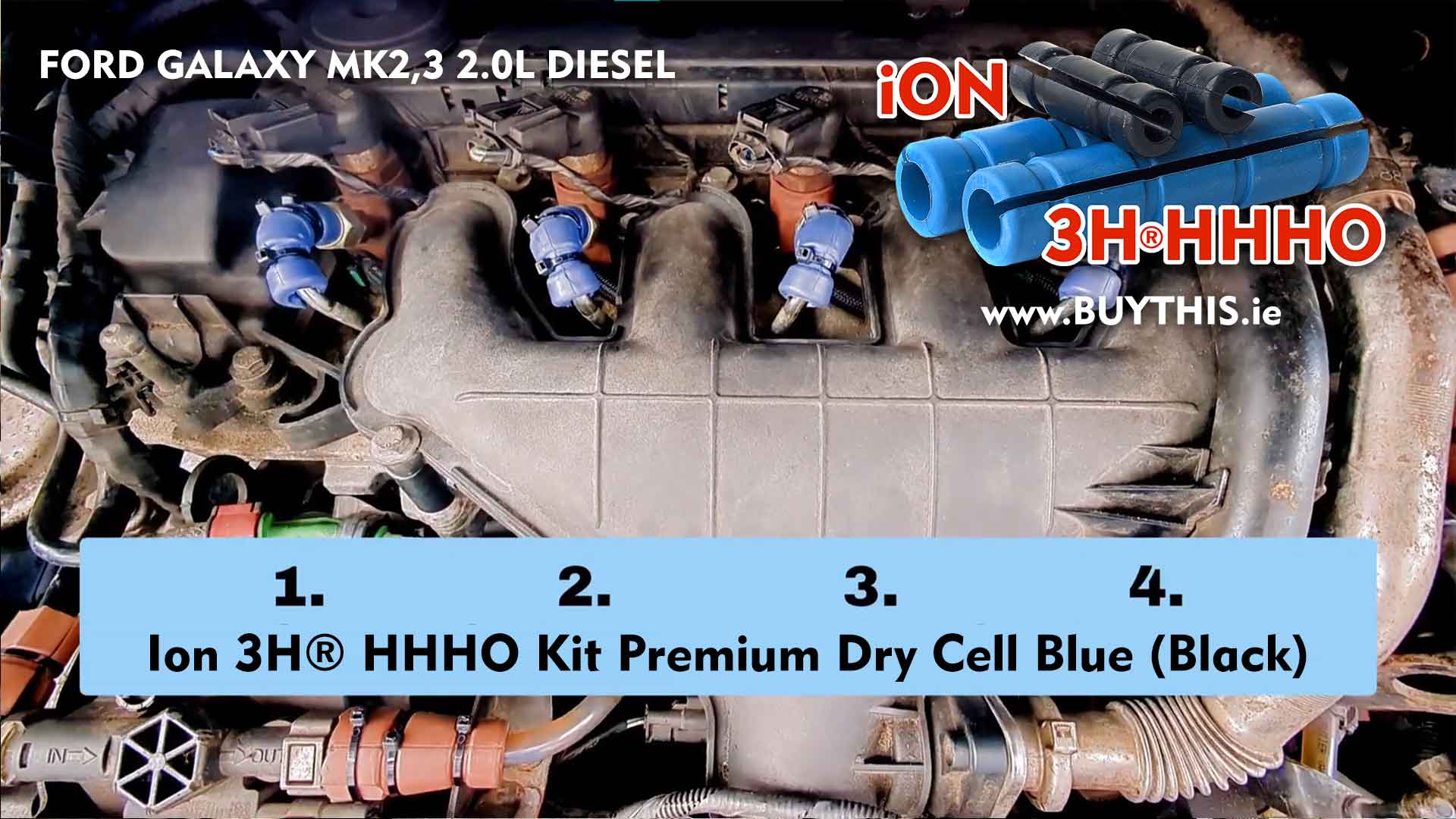 Ford Galaxy 2.0L diesel 4-cylinder engine ion 3HHHO no need hydrogen hho kit hho generator hho gas